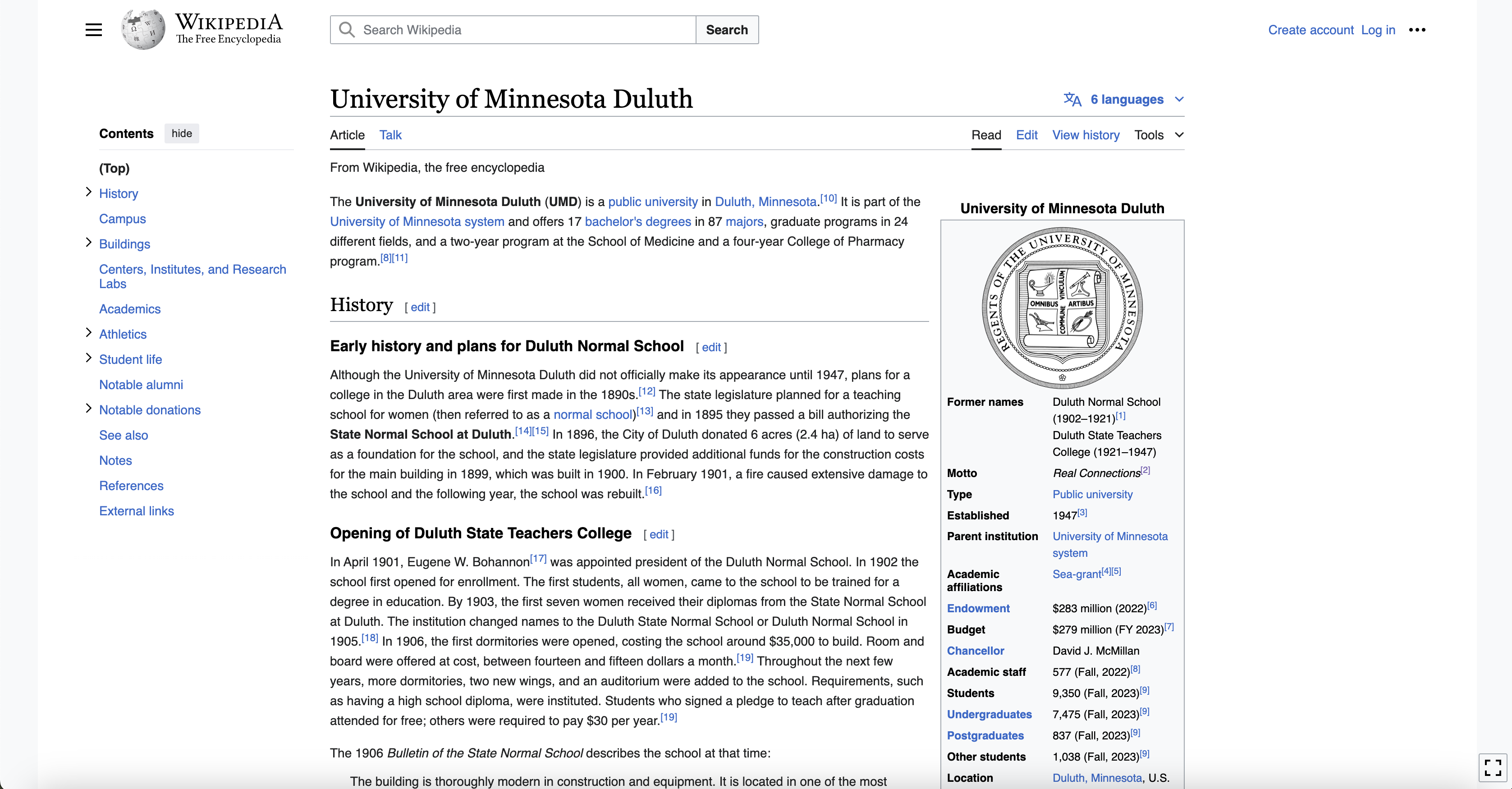 Screenshot of Wikipedia website, illustrating understandable web design.